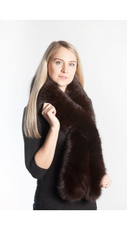 Peken dark brown fox fur scarf